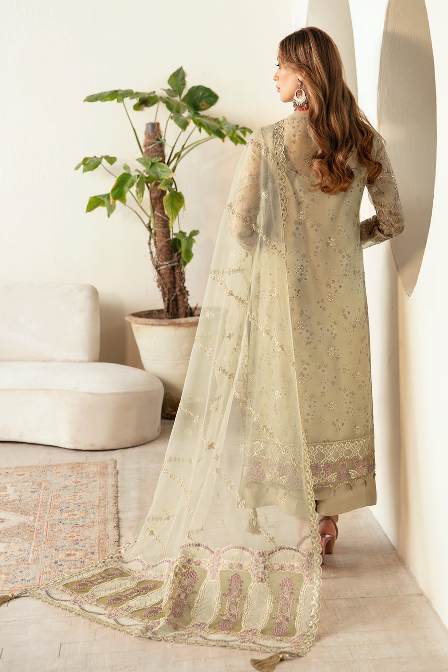 Ramsha Luxury Embroidered Organza Unstitched 3Pc Suit E-102