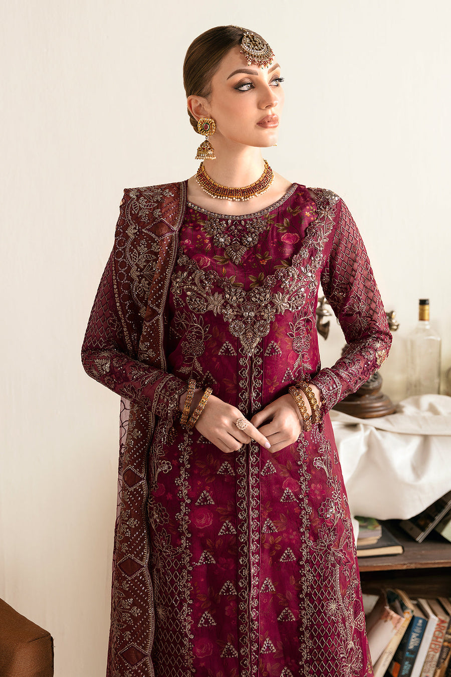 Ramsha Luxury Embroidered Organza Unstitched 3Pc Suit E-103