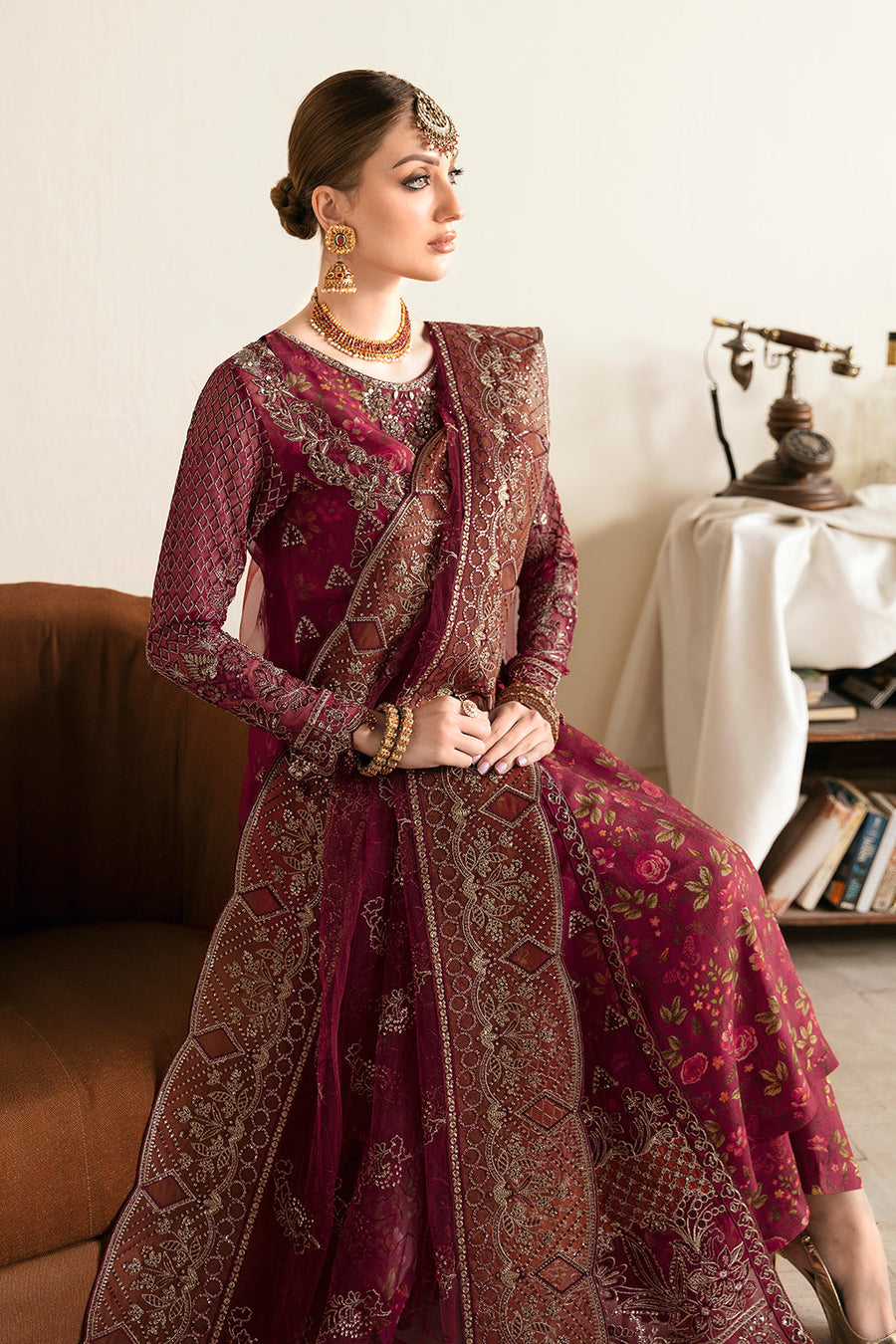 Ramsha Luxury Embroidered Organza Unstitched 3Pc Suit E-103