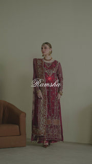 Ramsha Luxury Embroidered Organza Unstitched 3Pc Suit E-103