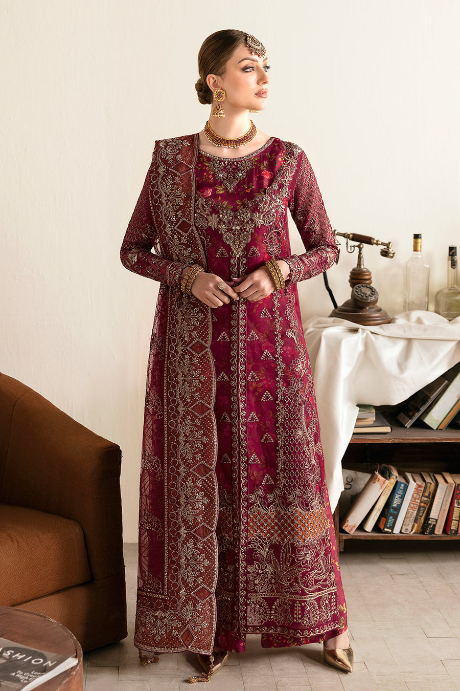 Ramsha Luxury Embroidered Organza Unstitched 3Pc Suit E-103