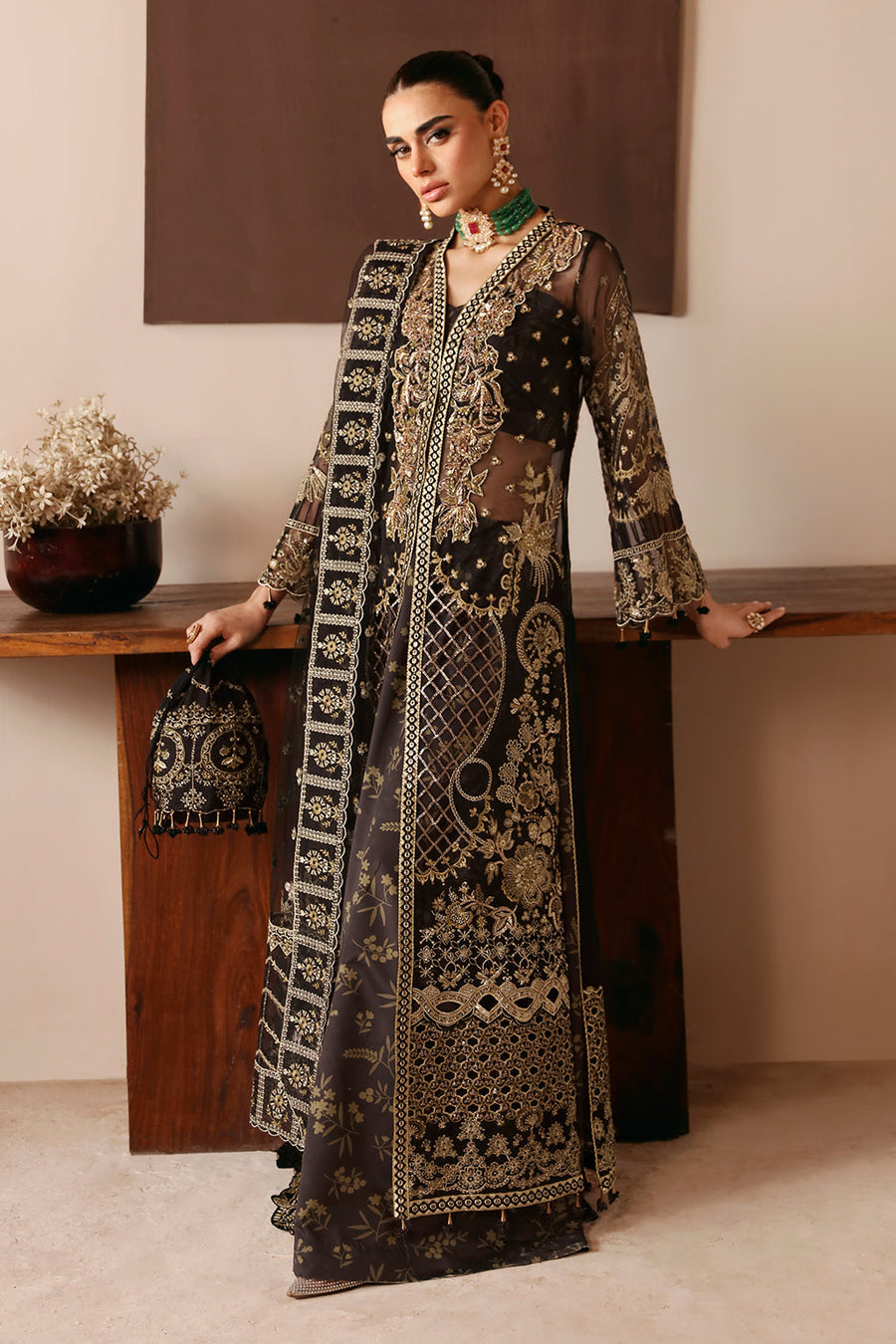 Ramsha Festive Vol-02 Embroidered Organza Unstitched 3Pc Suit E-203