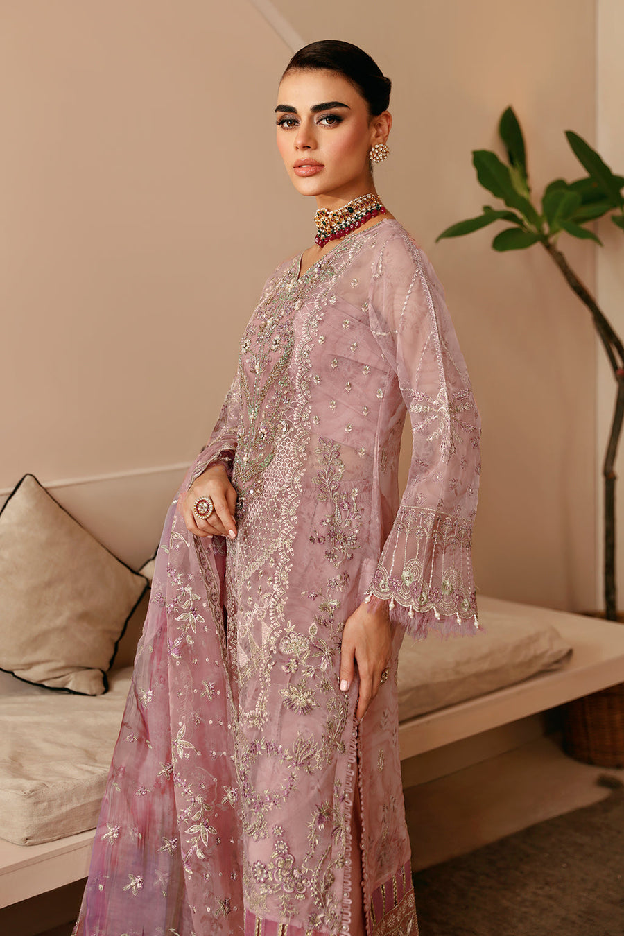 Ramsha Festive Vol-02 Embroidered Organza Unstitched 3Pc Suit E-206