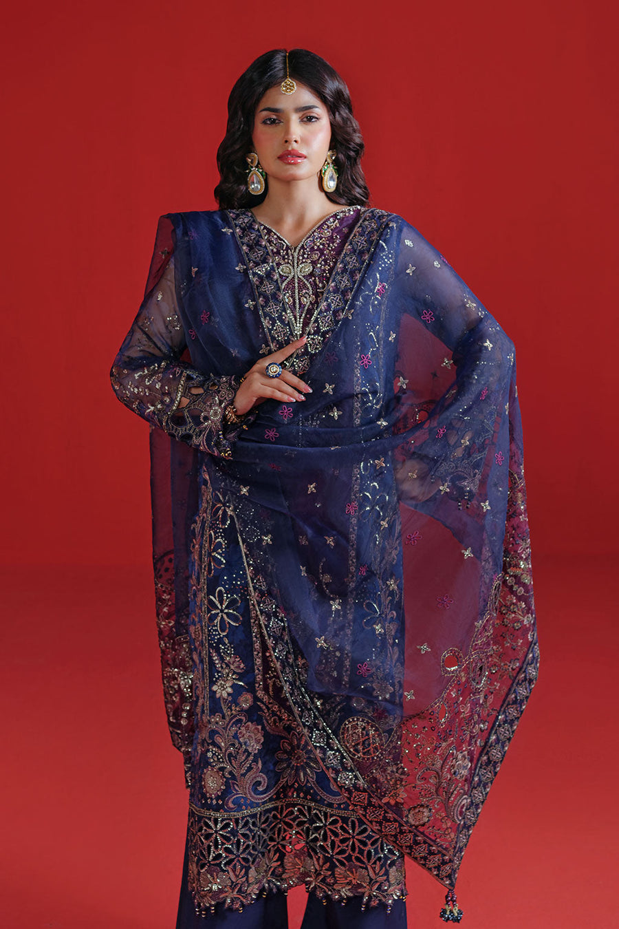 Ramsha Festive Luxury Embroidered Organza Unstitched 3Pc Suit E-305