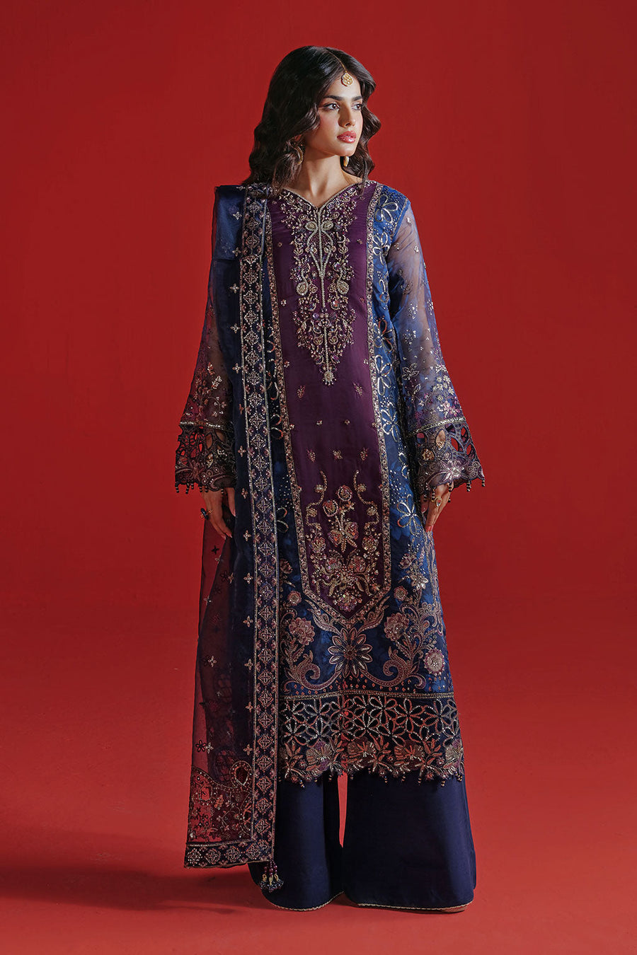 Ramsha Festive Luxury Embroidered Organza Unstitched 3Pc Suit E-305