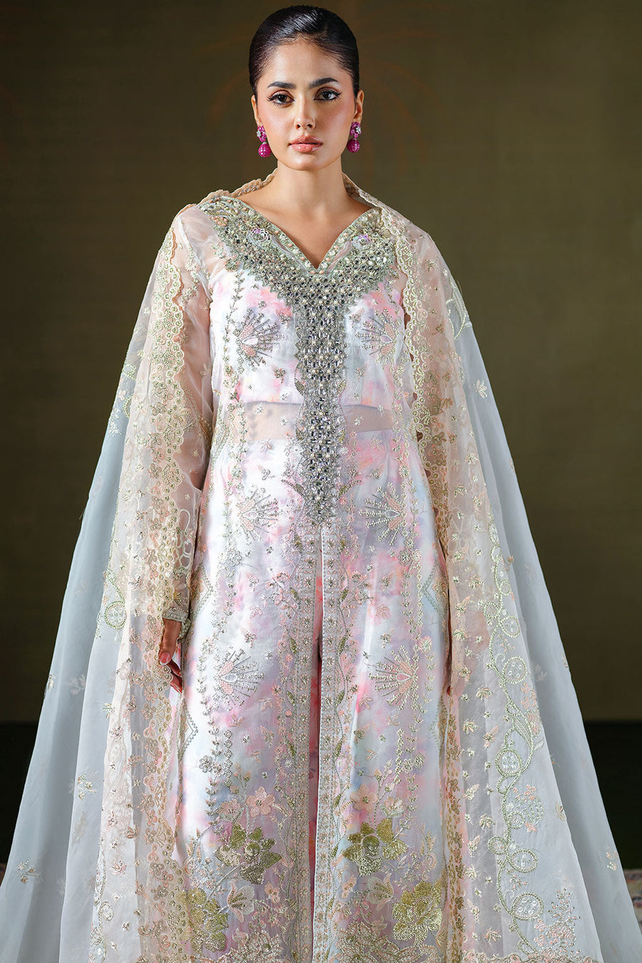 Ramsha Festive Luxury Embroidered Organza Unstitched 3Pc Suit E-306