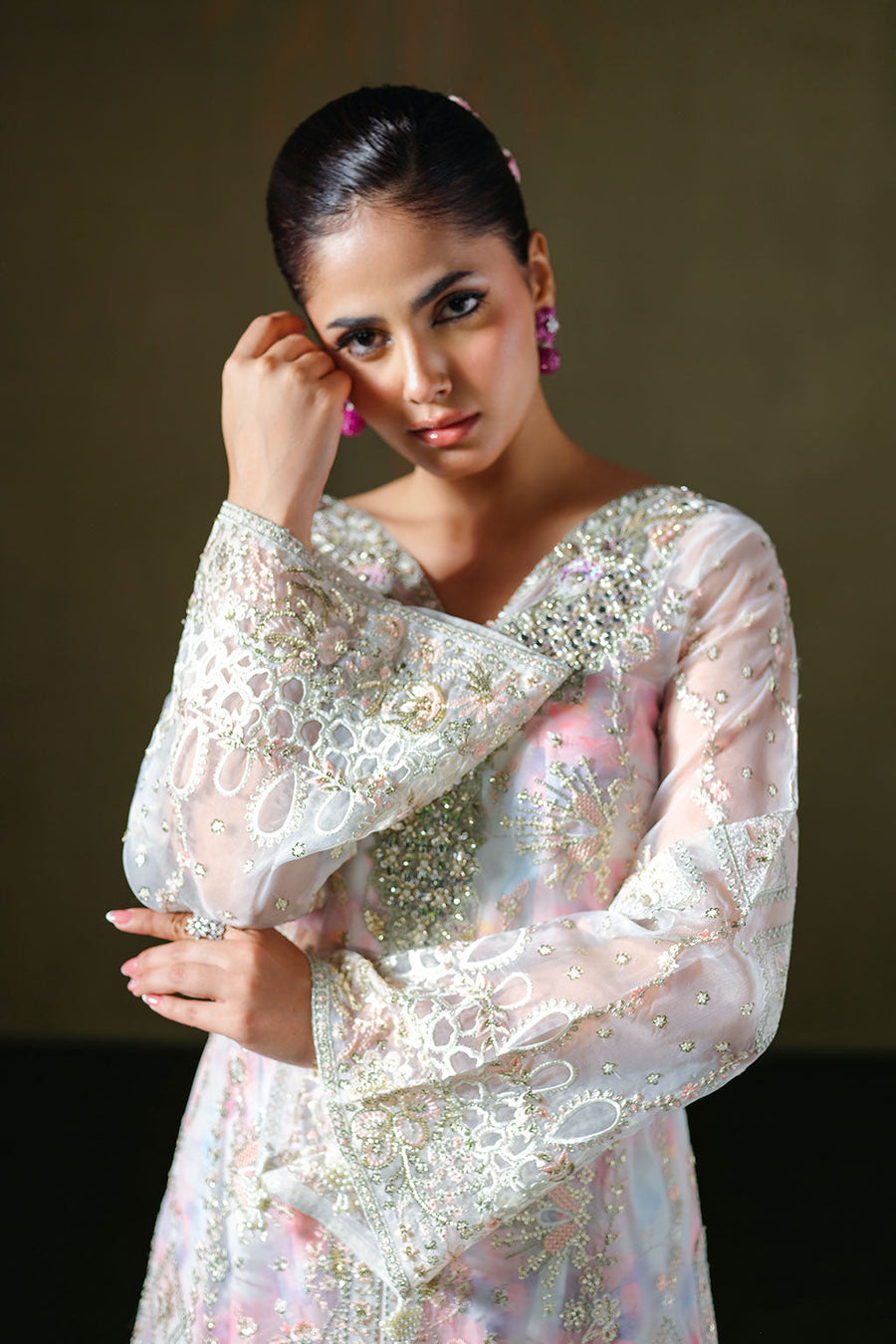 Ramsha Festive Luxury Embroidered Organza Unstitched 3Pc Suit E-306
