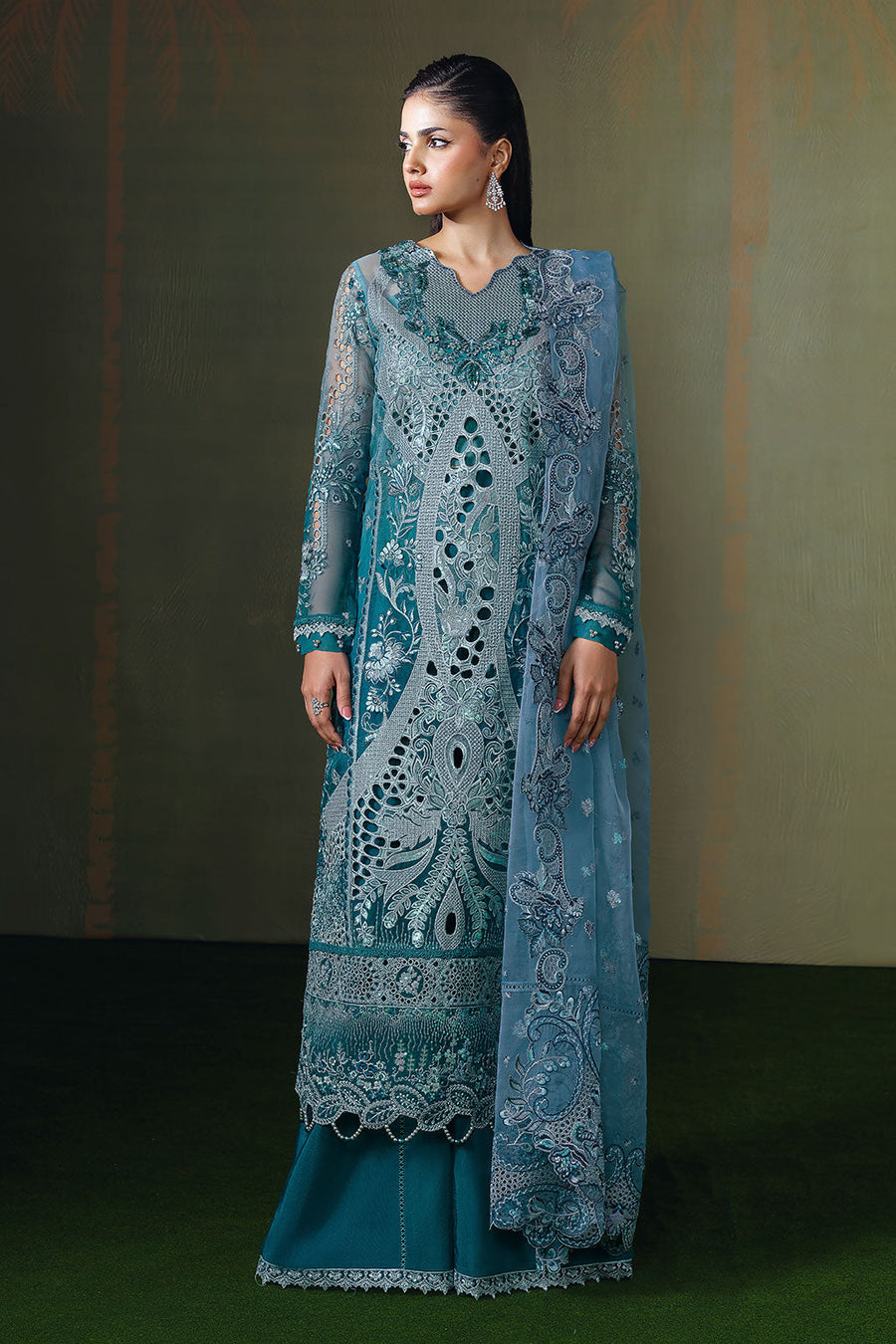 Ramsha Festive Luxury Embroidered Organza Unstitched 3Pc Suit E-307
