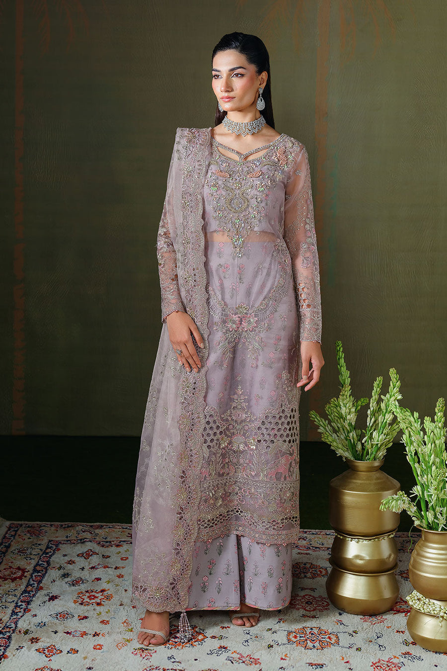 Ramsha Festive Luxury Embroidered Organza Unstitched 3Pc Suit E-308