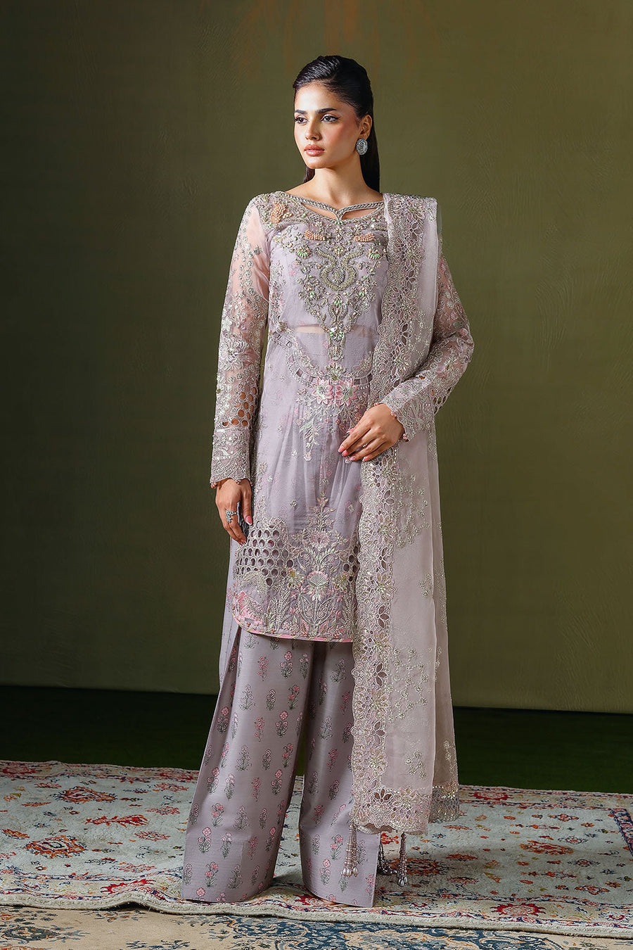 Ramsha Festive Luxury Embroidered Organza Unstitched 3Pc Suit E-308
