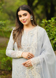 MOK Rang e Noor Embroidered Grip 3Pc Suit Sumbul - Sky Blue