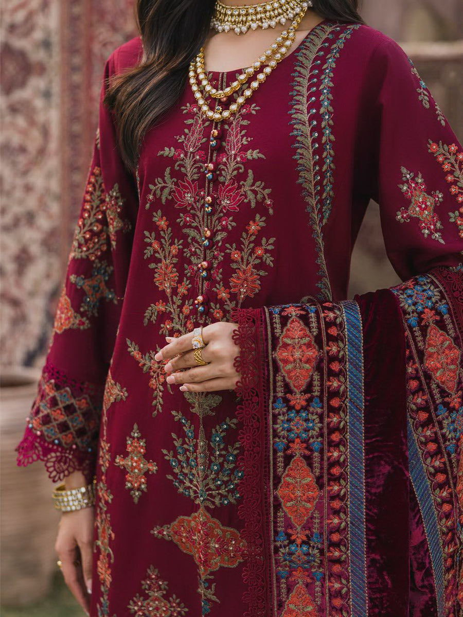Eshaisha Embroidered Marina Twill Unstitched 3Pc Suit EA-LW-5561