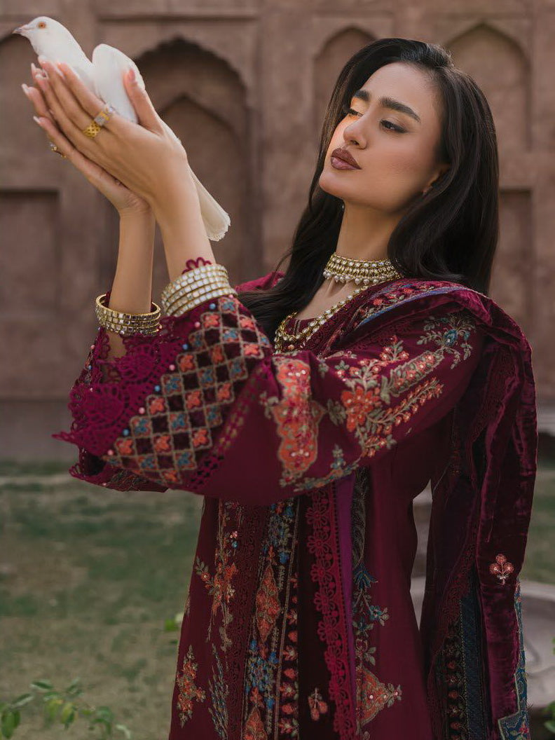 Eshaisha Embroidered Marina Twill Unstitched 3Pc Suit EA-LW-5561