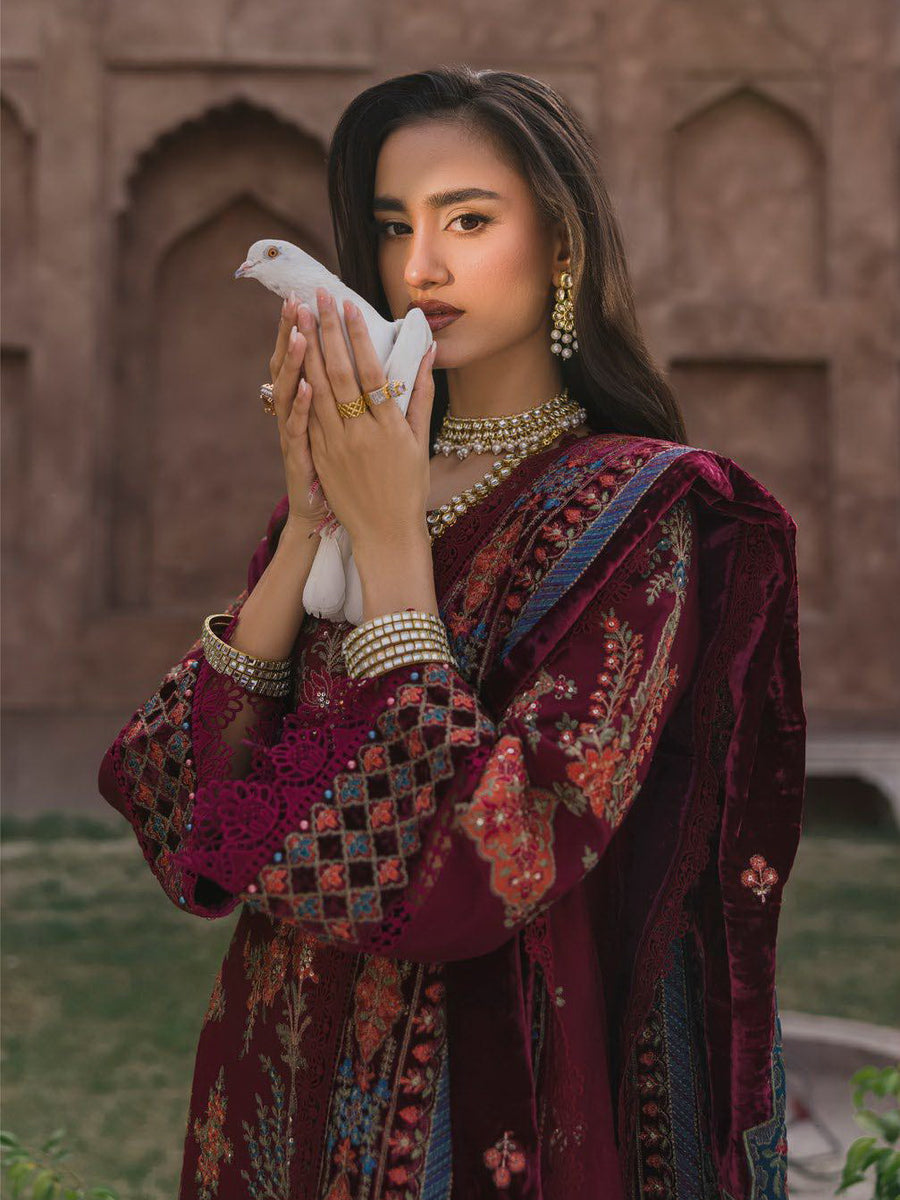 Eshaisha Embroidered Marina Twill Unstitched 3Pc Suit EA-LW-5561