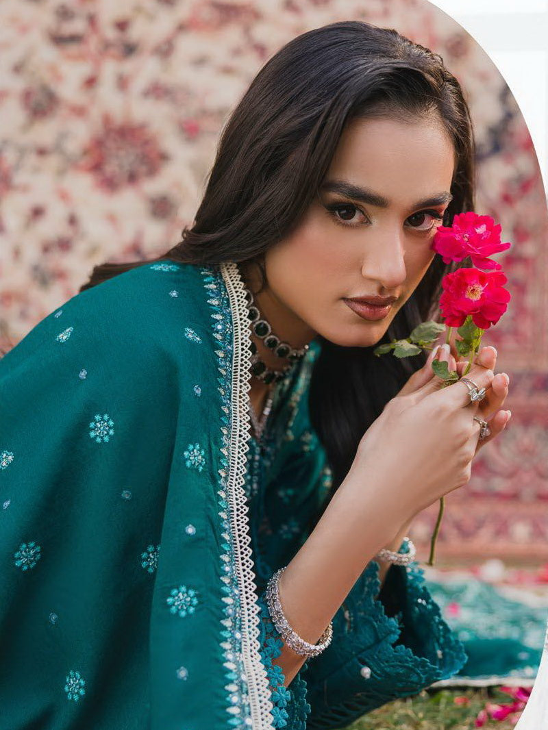 Eshaisha Embroidered Karandi Unstitched 3Pc Suit EA-LW-5563