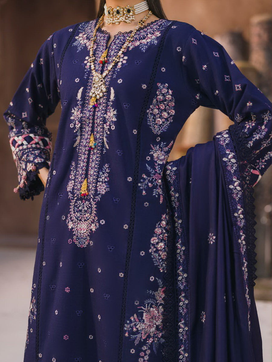 Eshaisha Embroidered Dhanak Unstitched 3Pc Suit EA-LW-5564