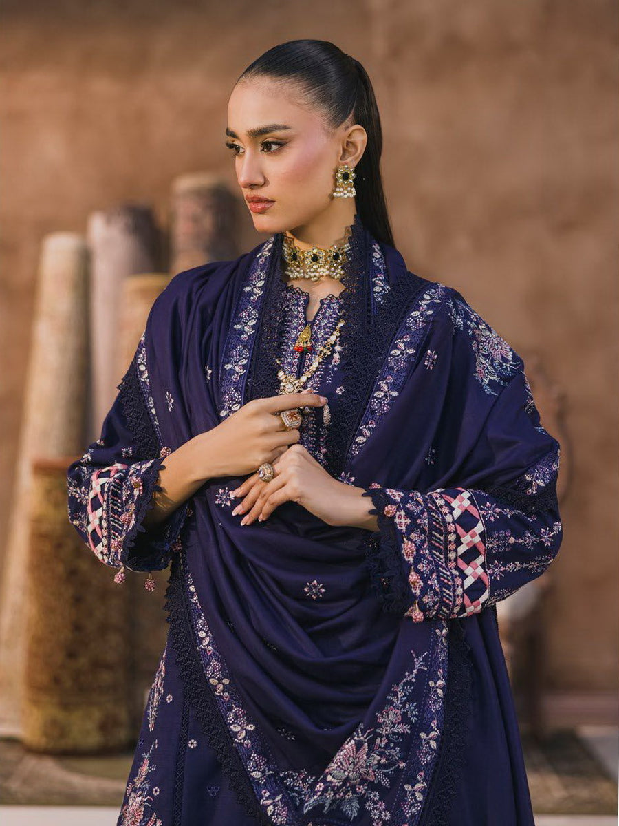 Eshaisha Embroidered Dhanak Unstitched 3Pc Suit EA-LW-5564