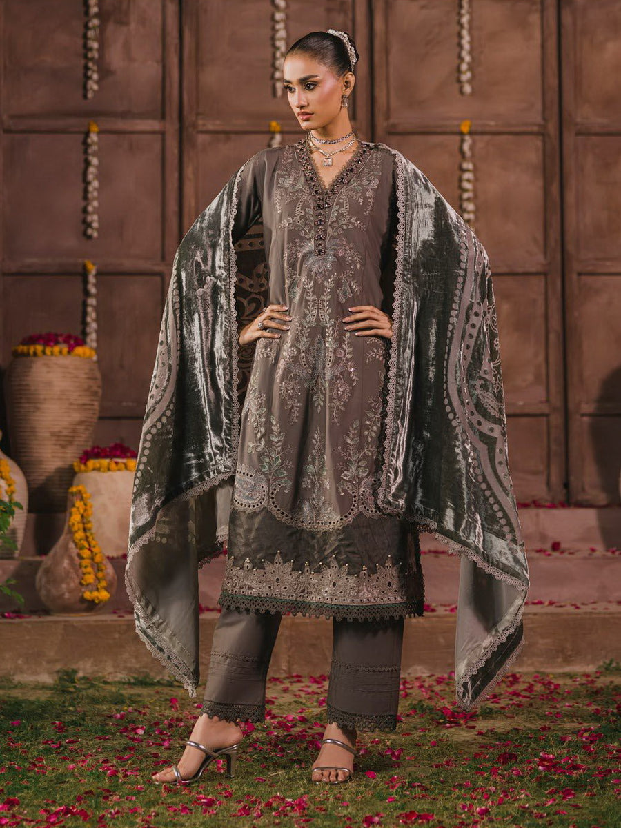 Eshaisha Embroidered Dhanak Unstitched 3Pc Suit EA-LW-5565