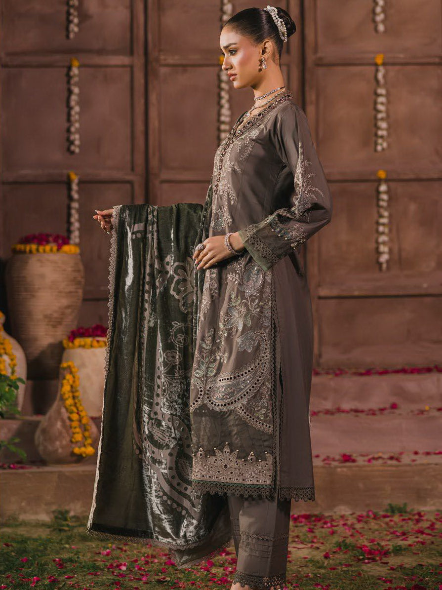 Eshaisha Embroidered Dhanak Unstitched 3Pc Suit EA-LW-5565