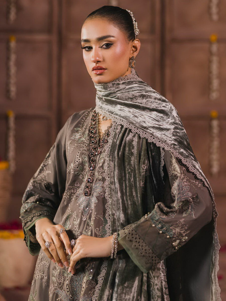 Eshaisha Embroidered Dhanak Unstitched 3Pc Suit EA-LW-5565