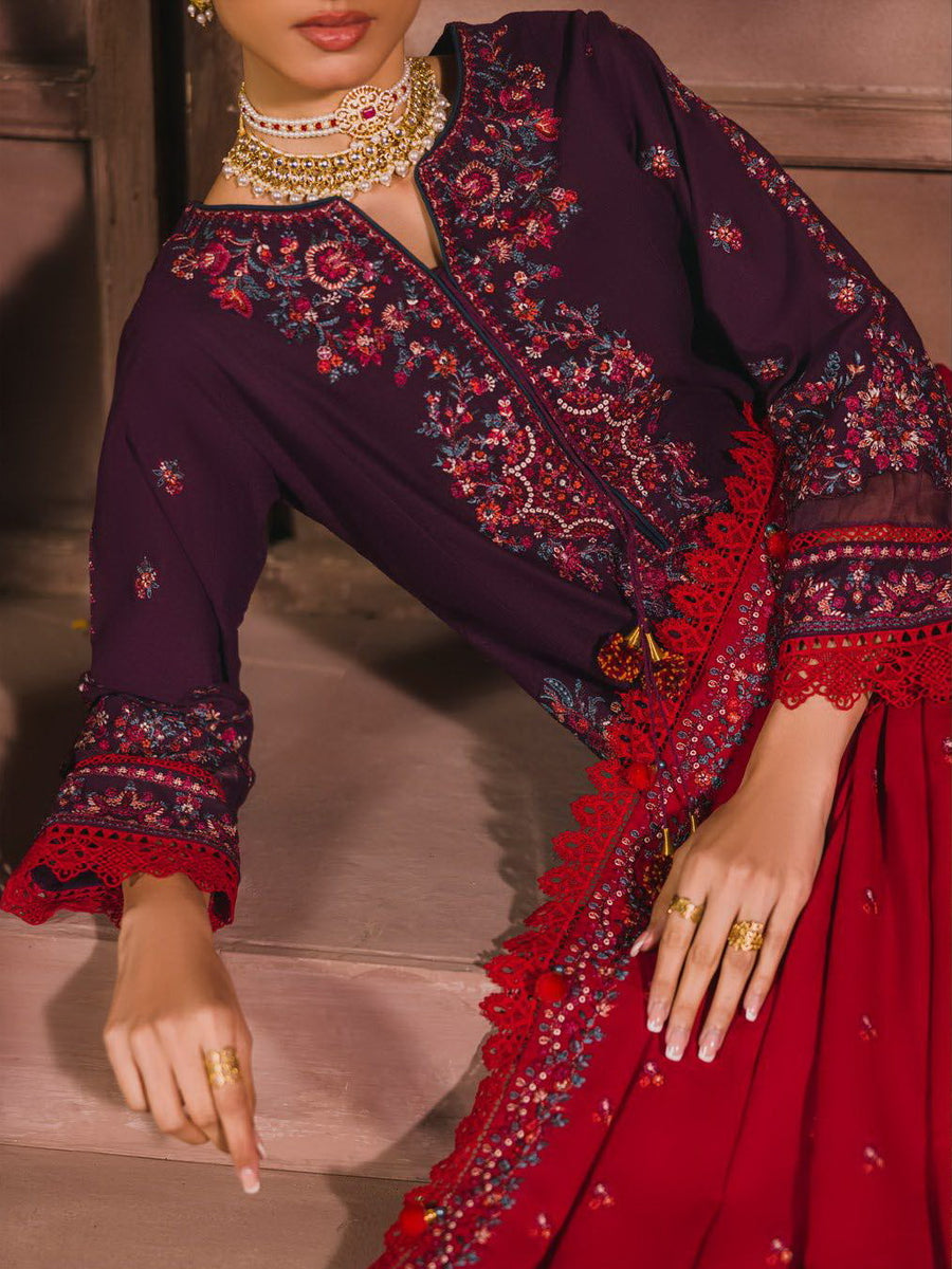 Eshaisha Embroidered Karandi Unstitched 3Pc Suit EA-LW-5569