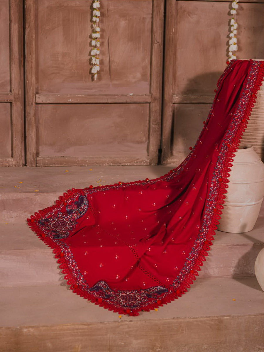 Eshaisha Embroidered Karandi Unstitched 3Pc Suit EA-LW-5569