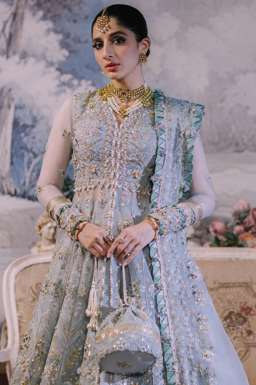 ELAN Wedding Festive Embroidered Organza Unstitched 3Pc Suit EC2-23-05