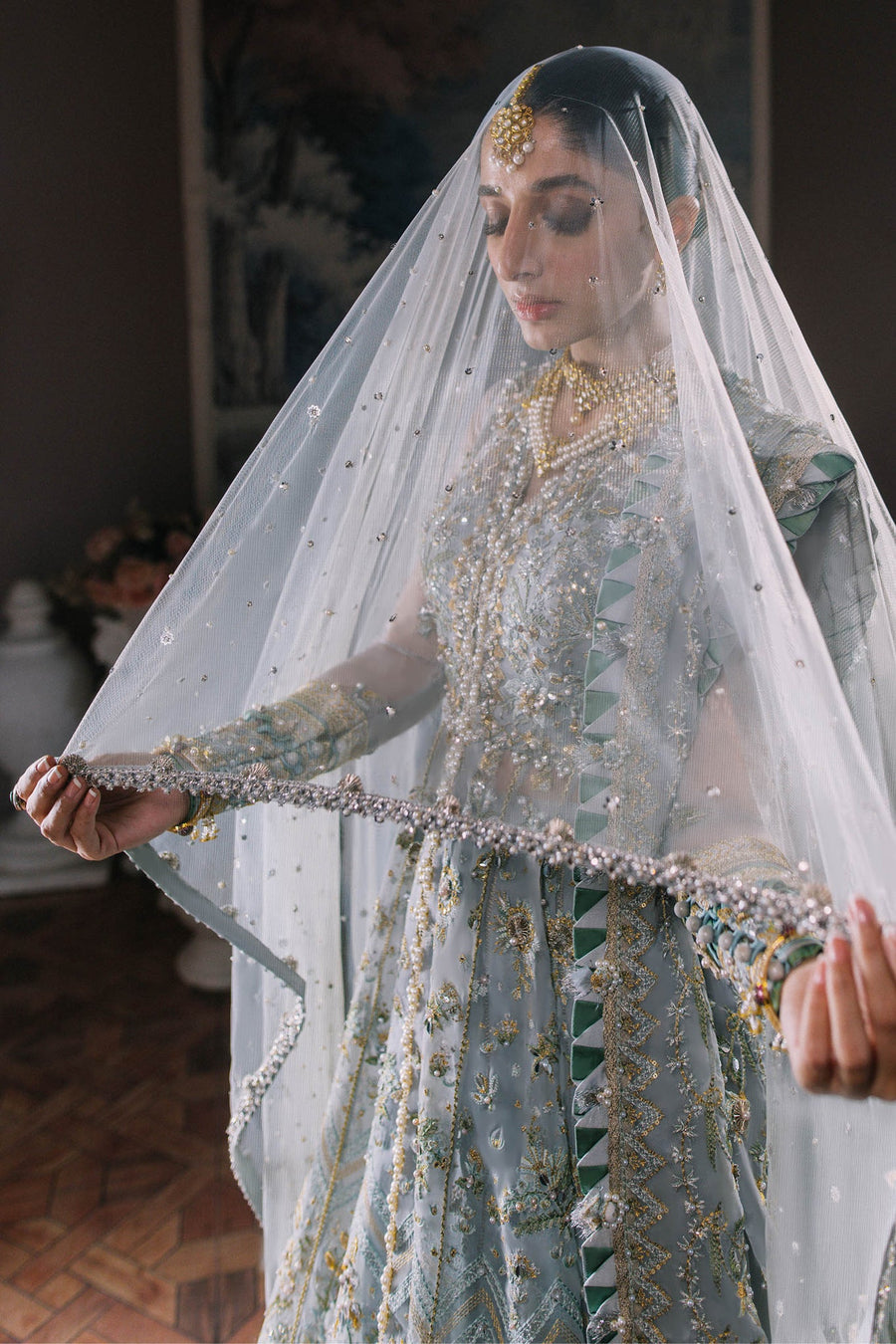 ELAN Wedding Festive Embroidered Organza Unstitched 3Pc Suit EC2-23-05