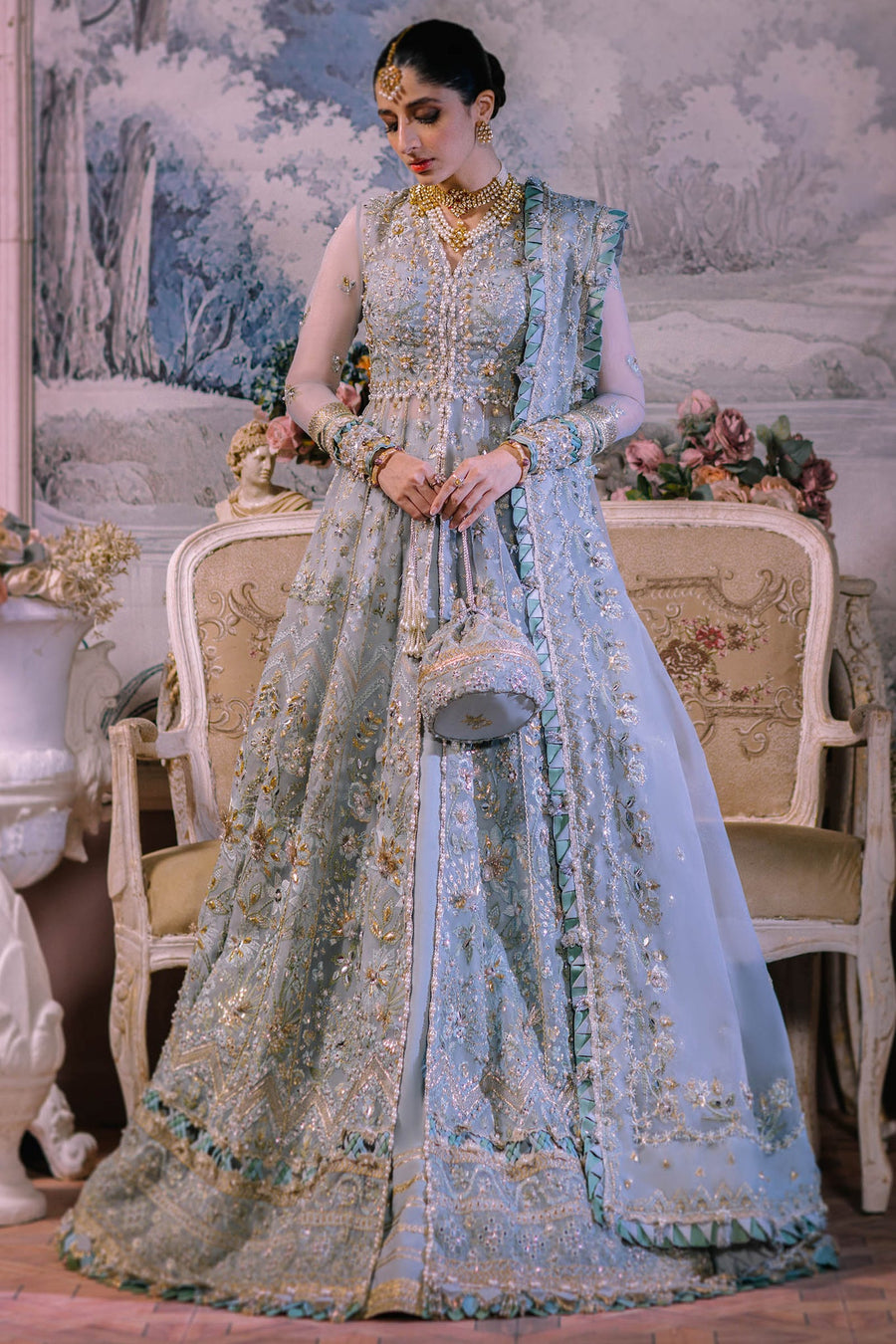 ELAN Wedding Festive Embroidered Organza Unstitched 3Pc Suit EC2-23-05