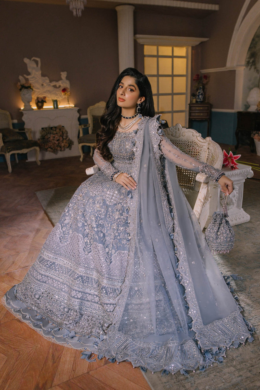 ELAN Wedding Festive Embroidered Organza Unstitched 3Pc Suit EC2-23-06