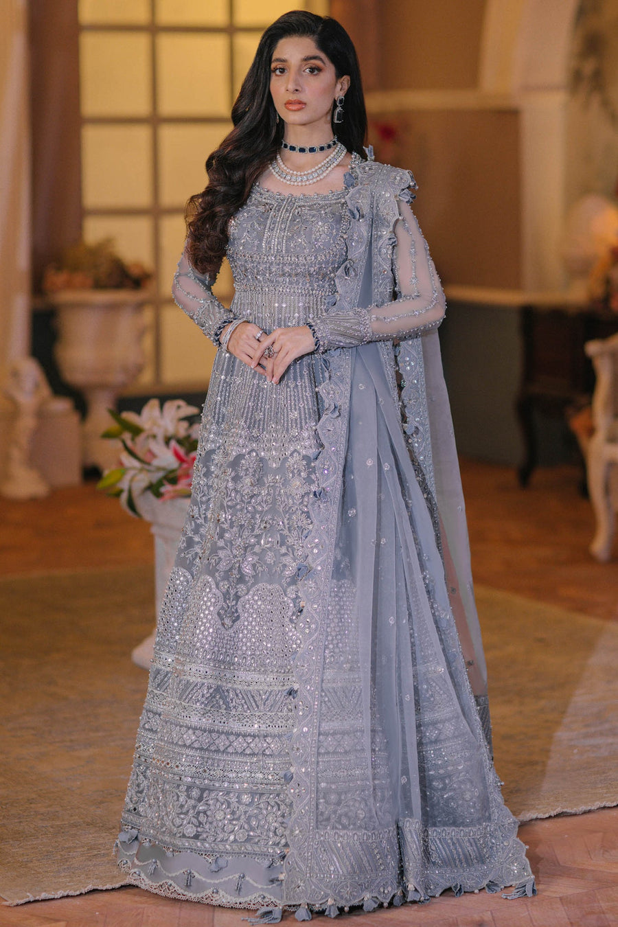 ELAN Wedding Festive Embroidered Organza Unstitched 3Pc Suit EC2-23-06