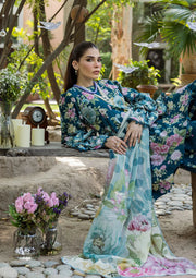 Elaf Prints Vol-03 Unstitched Printed Lawn 3Pc Suit ECD-1B AZURE FERN