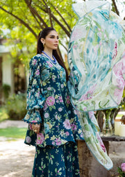 Elaf Prints Vol-03 Unstitched Printed Lawn 3Pc Suit ECD-1B AZURE FERN