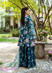 Elaf Prints Vol-03 Unstitched Printed Lawn 3Pc Suit ECD-1B AZURE FERN