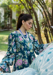 Elaf Prints Vol-03 Unstitched Printed Lawn 3Pc Suit ECD-1B AZURE FERN