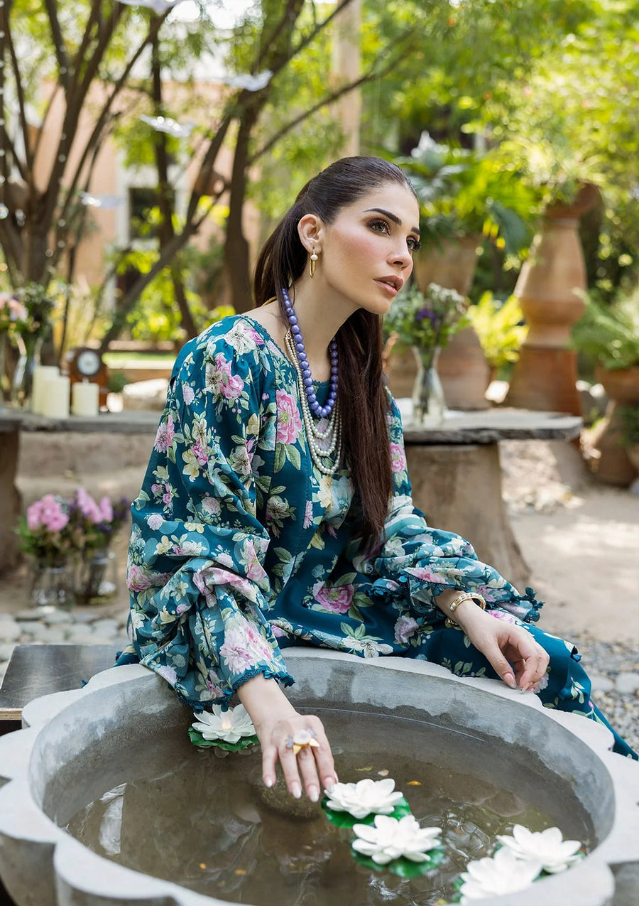 Elaf Prints Vol-03 Unstitched Printed Lawn 3Pc Suit ECD-1B AZURE FERN