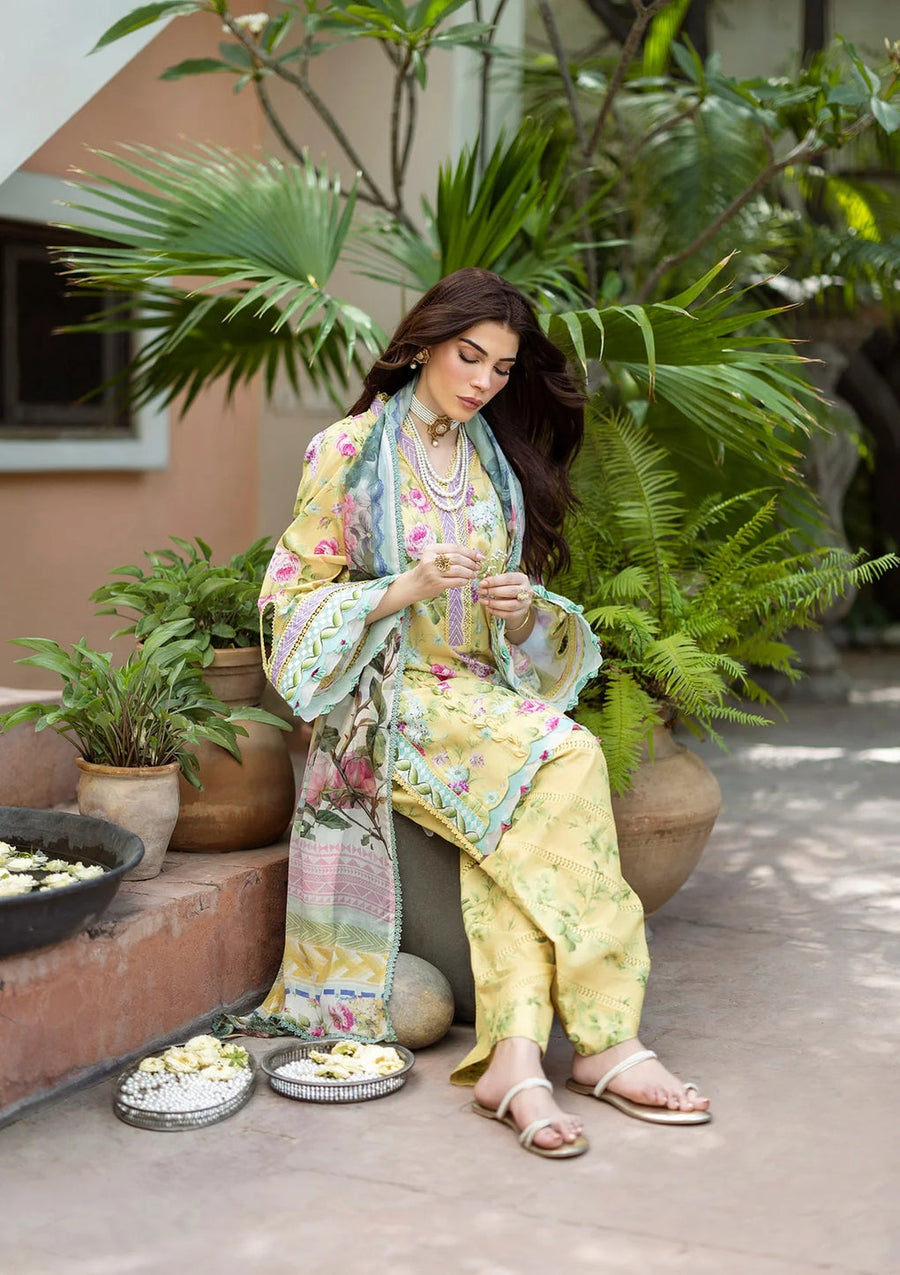 Elaf Prints Vol-03 Unstitched Printed Lawn 3Pc Suit ECD-5B SAFFROSE