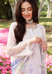 ELAF Premium Festive Chikankari Lawn Unstitched 3Pc Suit ECF-03 SNOW WHITE