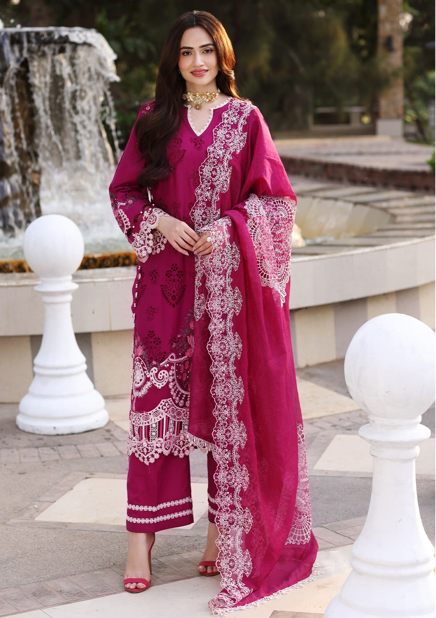 ELAF Premium Festive Chikankari Lawn Unstitched 3Pc Suit ECF-04A PETAL