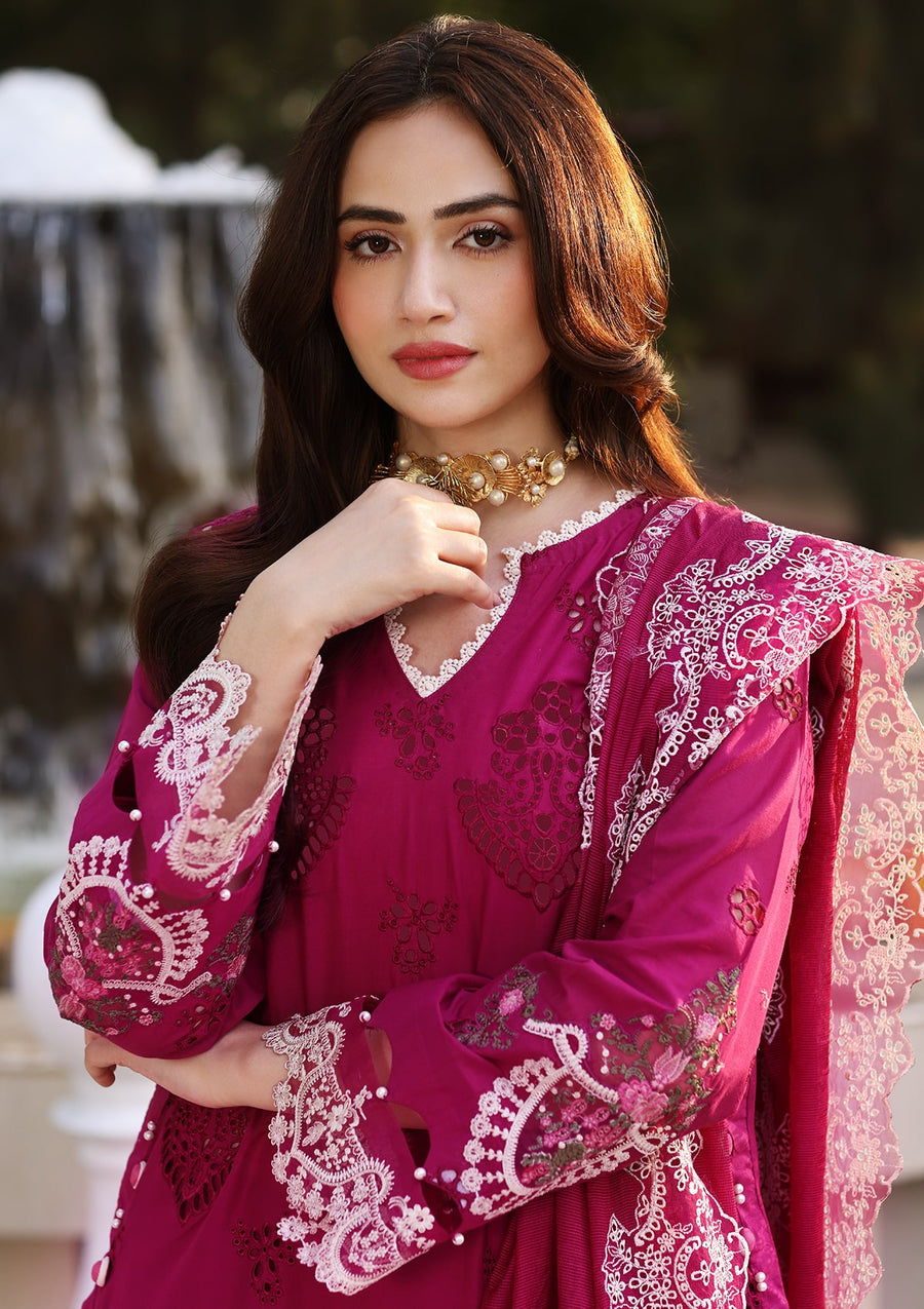 ELAF Premium Festive Chikankari Lawn Unstitched 3Pc Suit ECF-04A PETAL