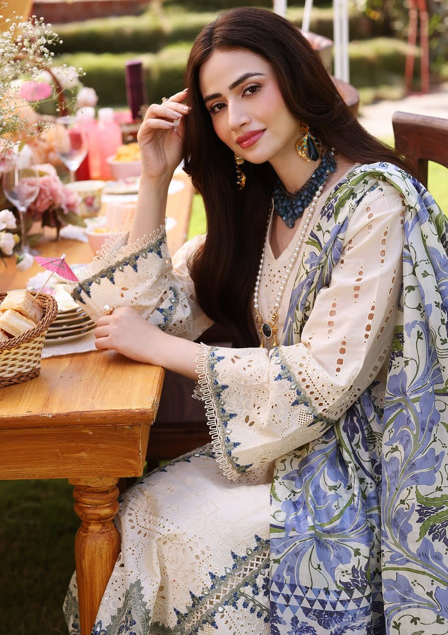 ELAF Premium Festive Chikankari Lawn Unstitched 3Pc Suit ECF-07 DAISY