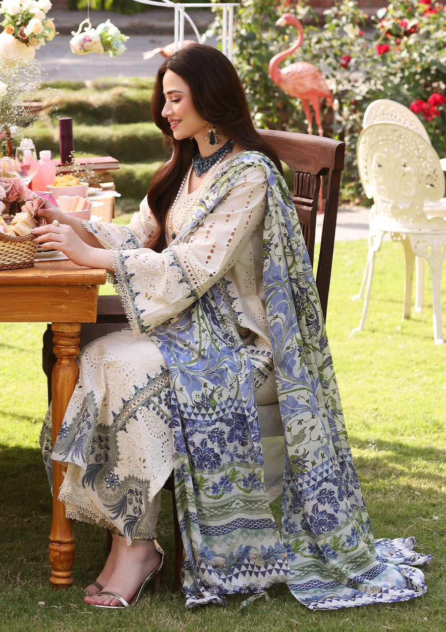 ELAF Premium Festive Chikankari Lawn Unstitched 3Pc Suit ECF-07 DAISY