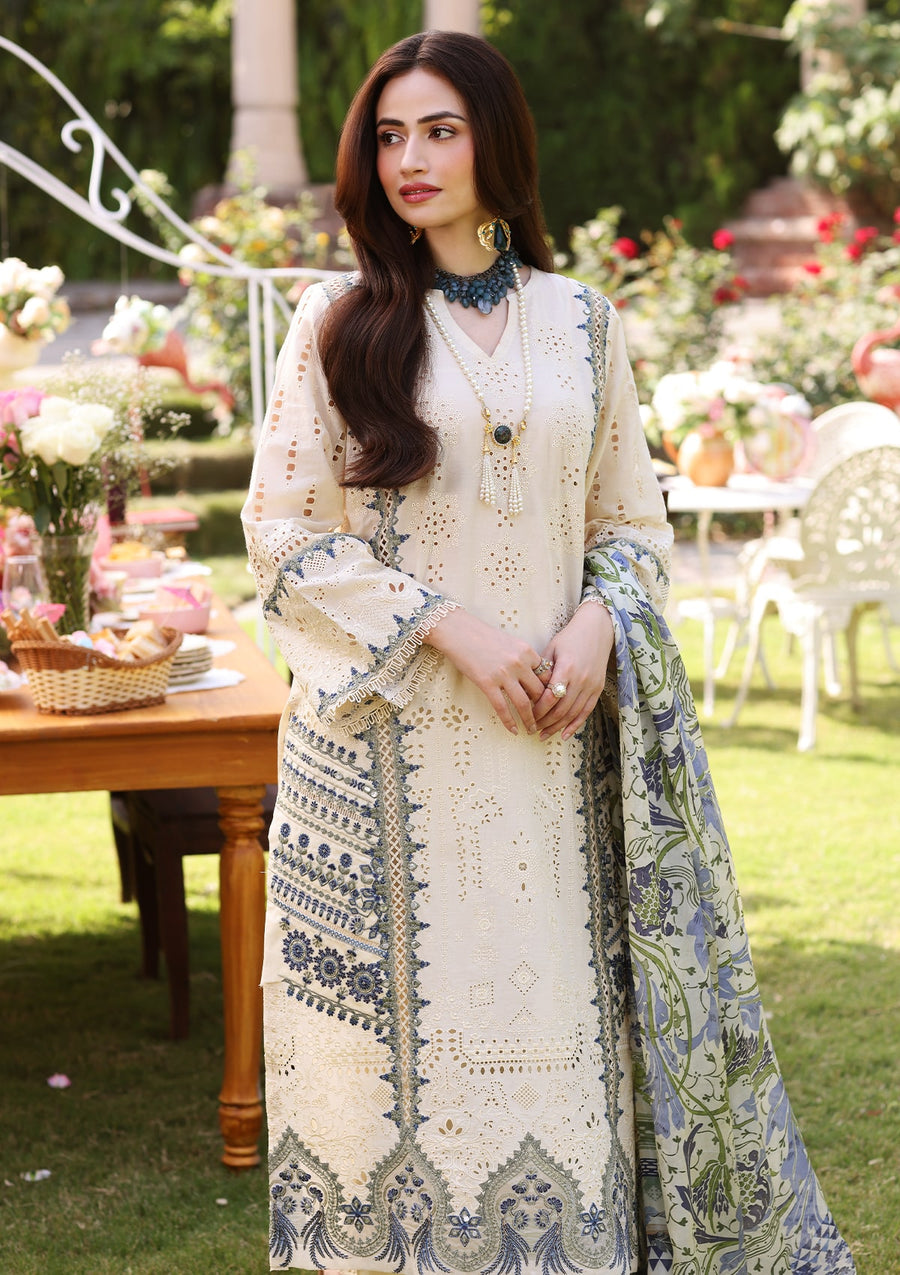 ELAF Premium Festive Chikankari Lawn Unstitched 3Pc Suit ECF-07 DAISY
