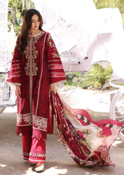 ELAF Premium Festive Chikankari Lawn Unstitched 3Pc Suit ECF-10 RED RIDING HOOD
