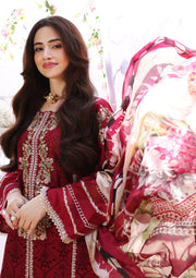 ELAF Premium Festive Chikankari Lawn Unstitched 3Pc Suit ECF-10 RED RIDING HOOD