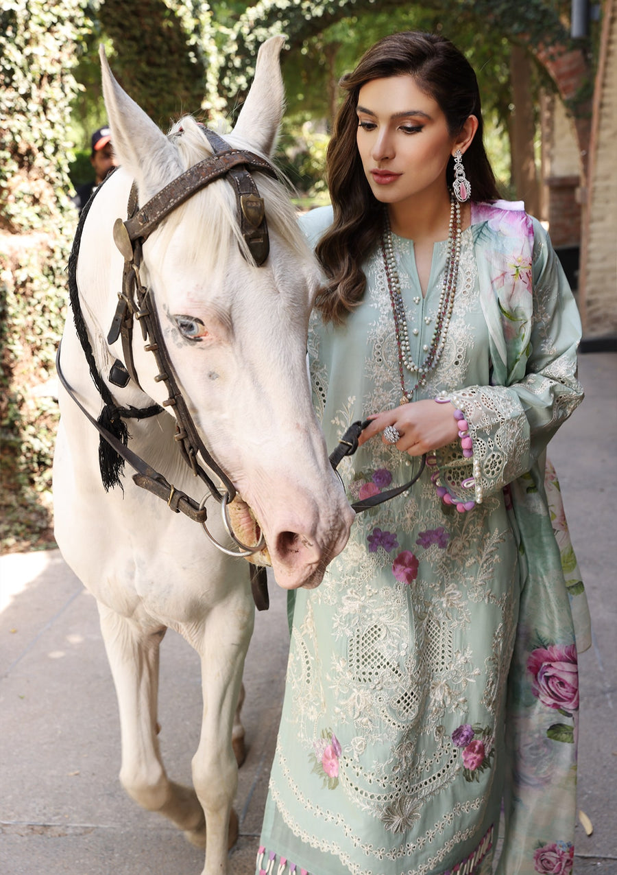 ELAF Premium Festive Chikankari Lawn Unstitched 3Pc Suit ECF-11A SERENITY