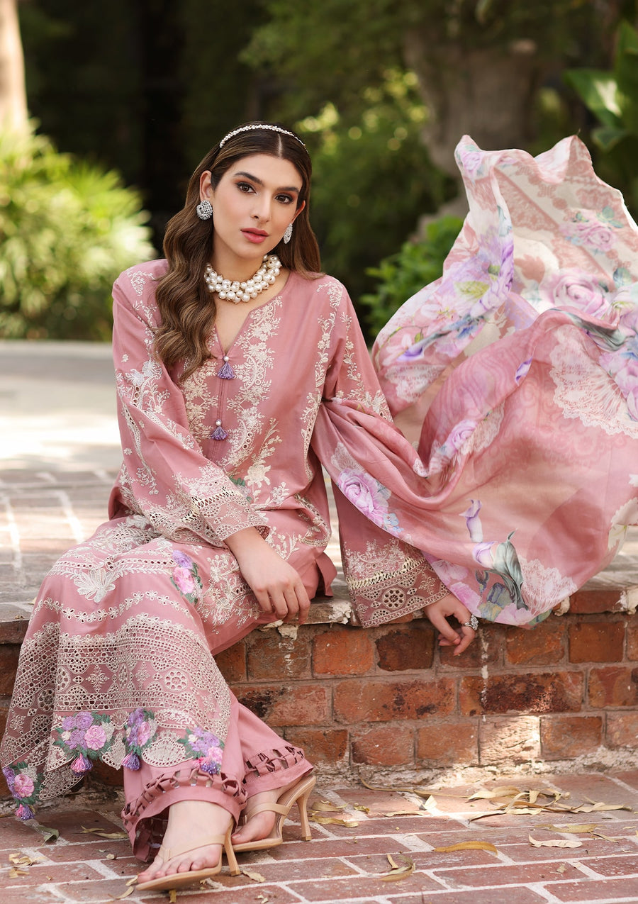 ELAF Premium Festive Chikankari Lawn Unstitched 3Pc Suit ECF-11B GISELLE