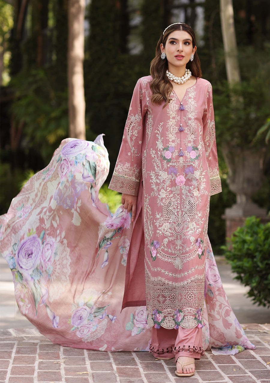 ELAF Premium Festive Chikankari Lawn Unstitched 3Pc Suit ECF-11B GISELLE