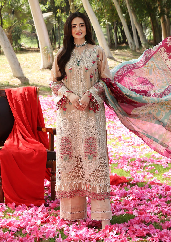 Elaf Premium Chikankari Unstitched Printed Lawn 3 Piece Suit EL26UPC ERC-3A MAN MAYAL - Summer Collection