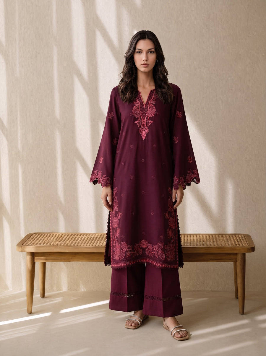 Viana by Sanam Saeed Embroidered Karandi Unstitched 3Pc Suit - ECHO
